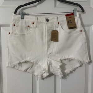 LEVI'S 501 HIGH RISE FRAYED HEM WOMEN'S SHORTS WHITE size 30
